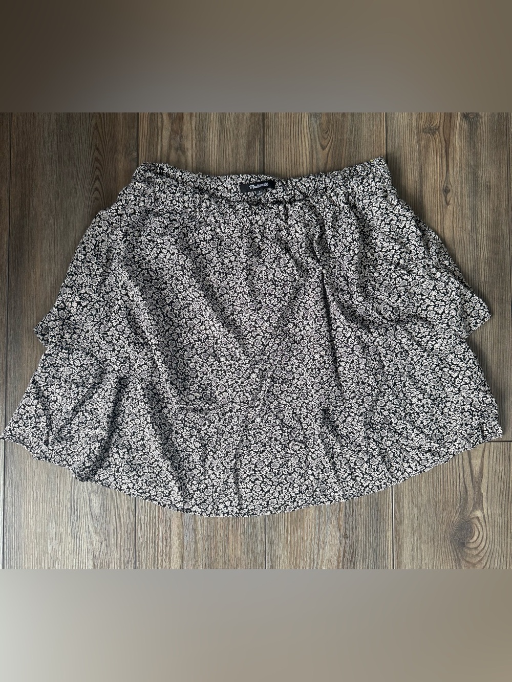 Madewell Black and White Floral Mini Skirt - 8